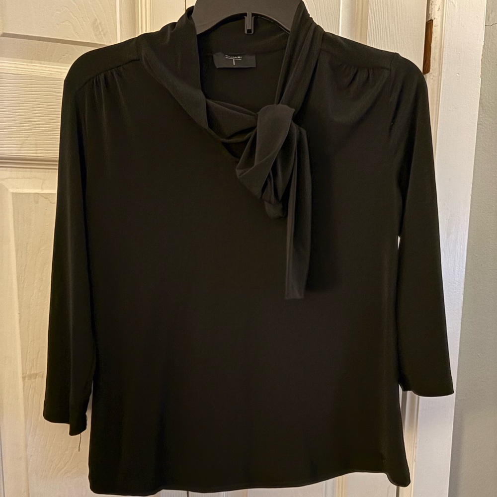 Tahari Black Women's Blouse with Tie Neck